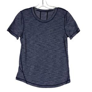 Lululemon Short Sleeve Shirt 6 Womens Long Distance Heathered Blue